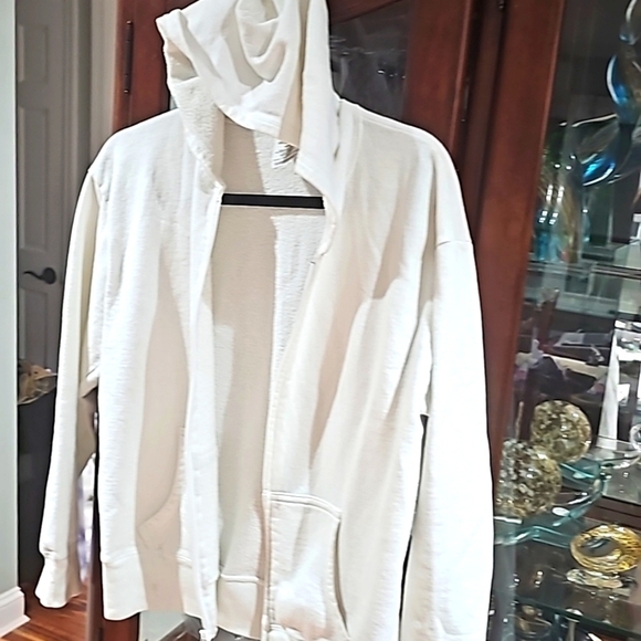 Hanes White Sweater Hoodie Athletic Style size medium - Picture 5 of 7